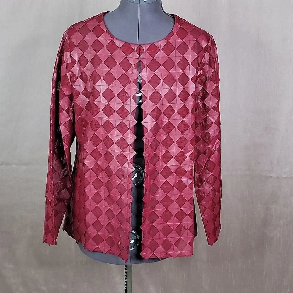 CHICO'S Appliqued Diamond Pattern Travelers Jacket 1/Medium